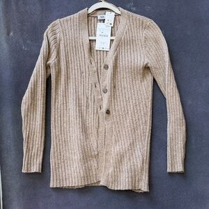Zara Women's Beige Ribbed Cardigan